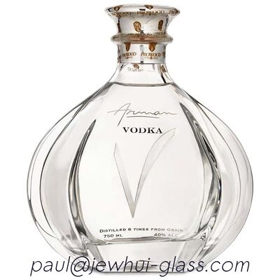 Kwaliteit  Arman Vodka Brandy Glass Bottle Round Shaped Alcohol Bottle 1000ML fabriek