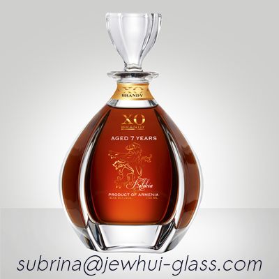 Goede prijs Clear Empty  XO, brandy ,  Vodka Liquor Gin Rum Tequila Whisky Brandy Spirit Glass Bottle With Solid Glass Stoppers online